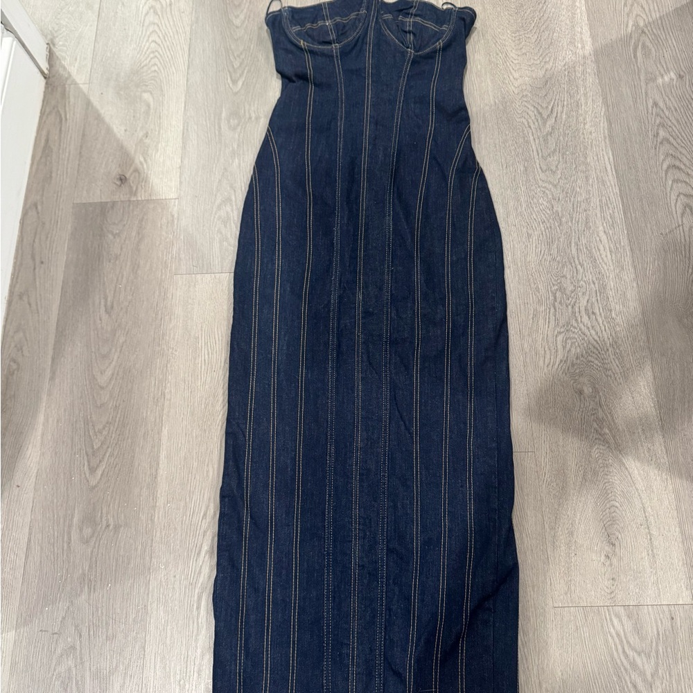 Denim Strapless Maxi Dress
